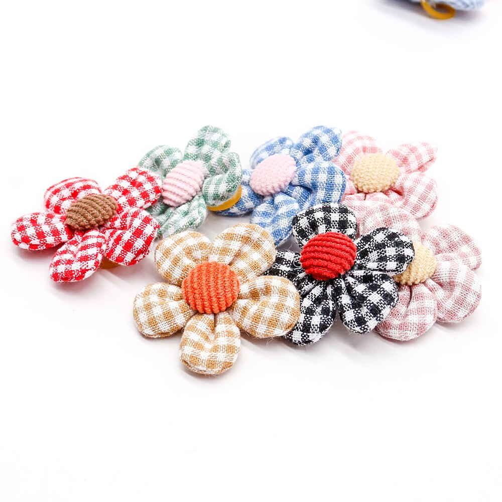Laços tipo Flor de algodão - 50/100 peças, c/ de Elástico para cães/gatos animais de estimação.